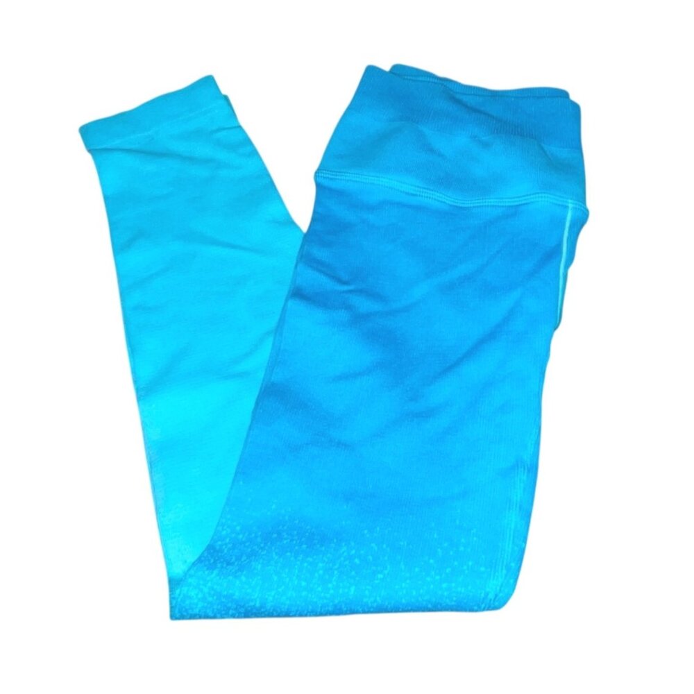 Nux High Waist Seamless Gradient Athletic Leggings Sz Large Womens Blue